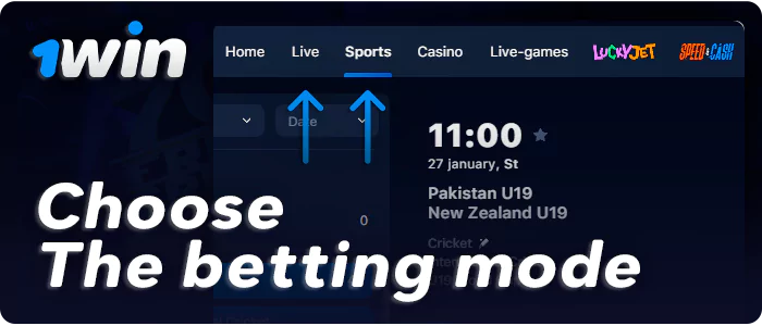 Input your chosen amount for online betting on 1Win India.